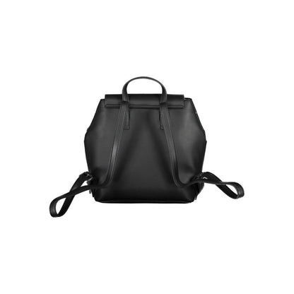 Black Polyester Womens Backpack