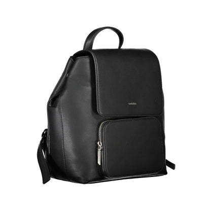 Black Polyester Womens Backpack