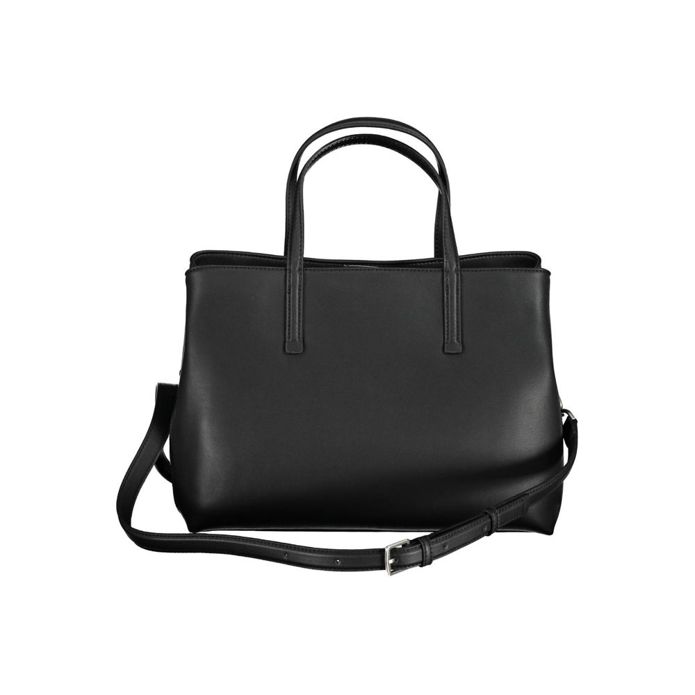 Black Polyurethane Women Handbag