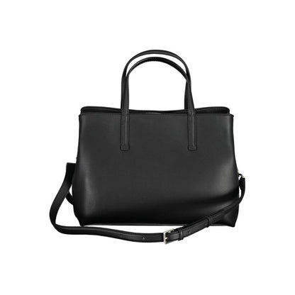 Black Polyurethane Women Handbag