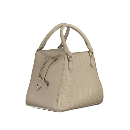 Beige Polyurethane Women Handbag