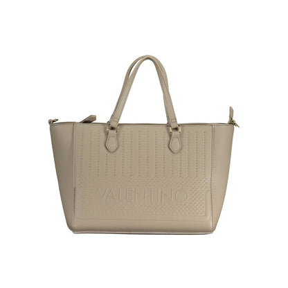 Beige Polyurethane Women Handbag