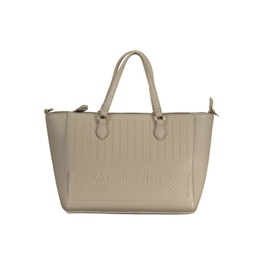 Beige Polyurethane Women Handbag