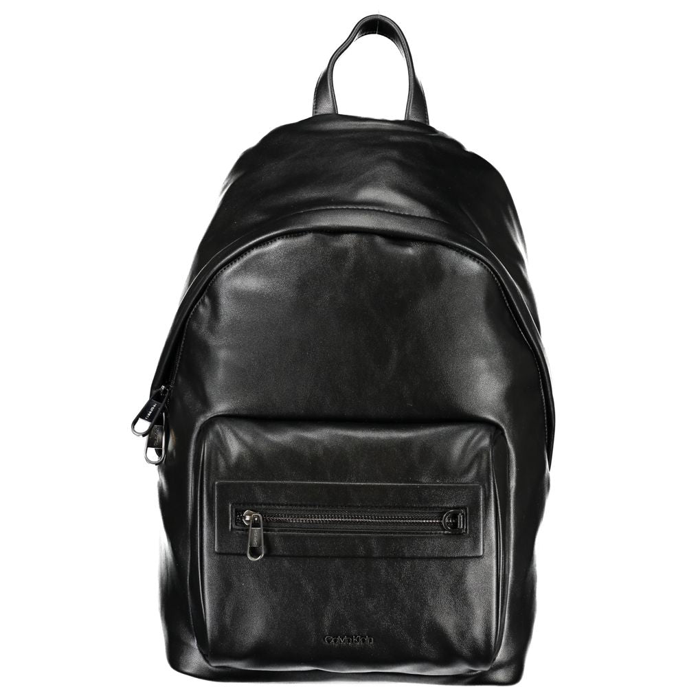 Black Polyester Men Backpack