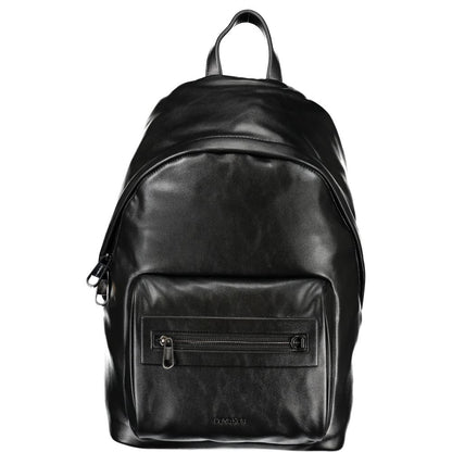 Black Polyester Men Backpack