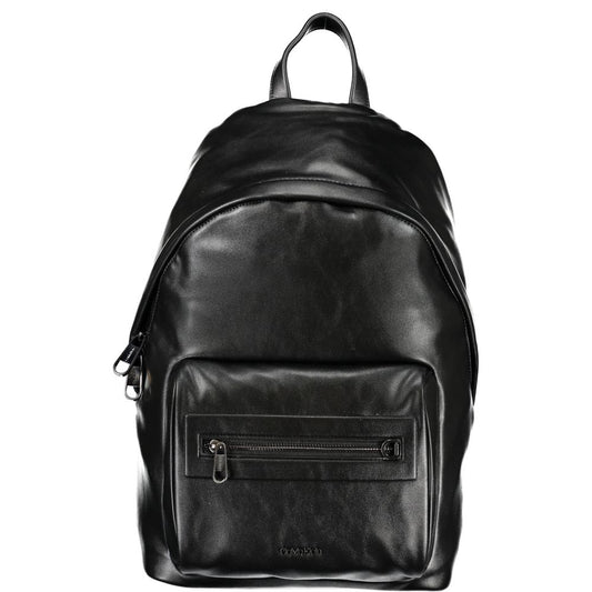 Black Polyester Men Backpack