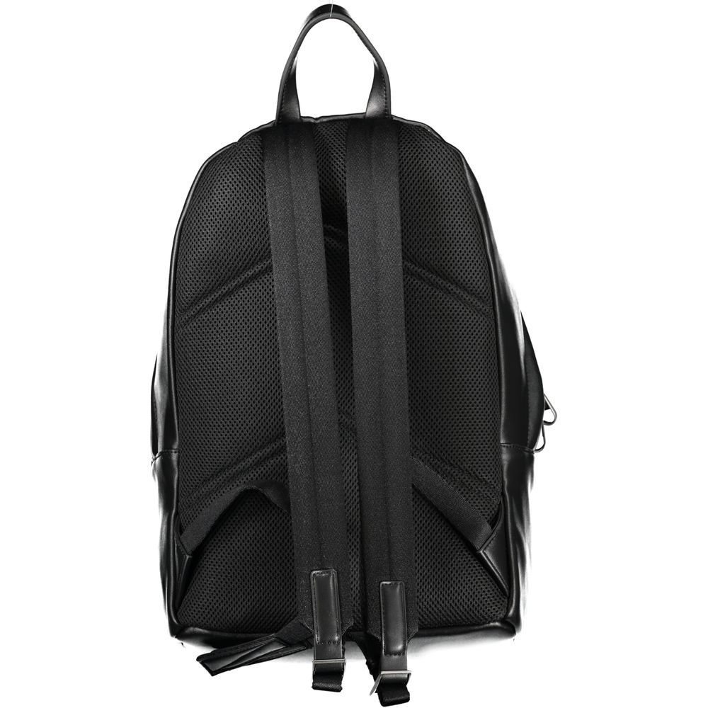 Black Polyester Men Backpack