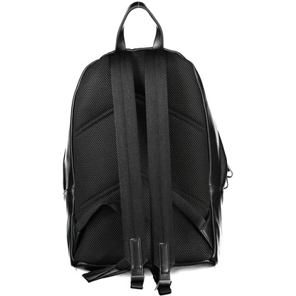 Black Polyester Men Backpack