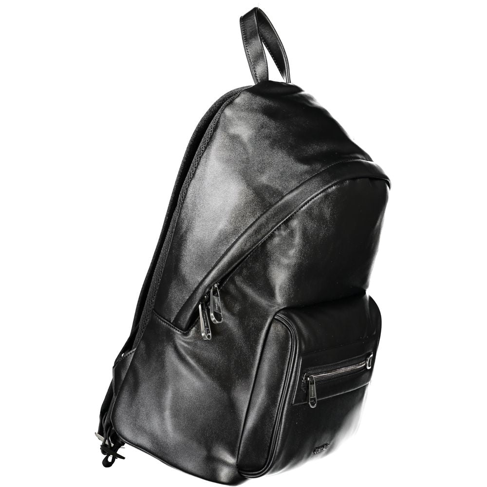 Black Polyester Men Backpack