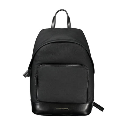 Black Polyester Men Backpack