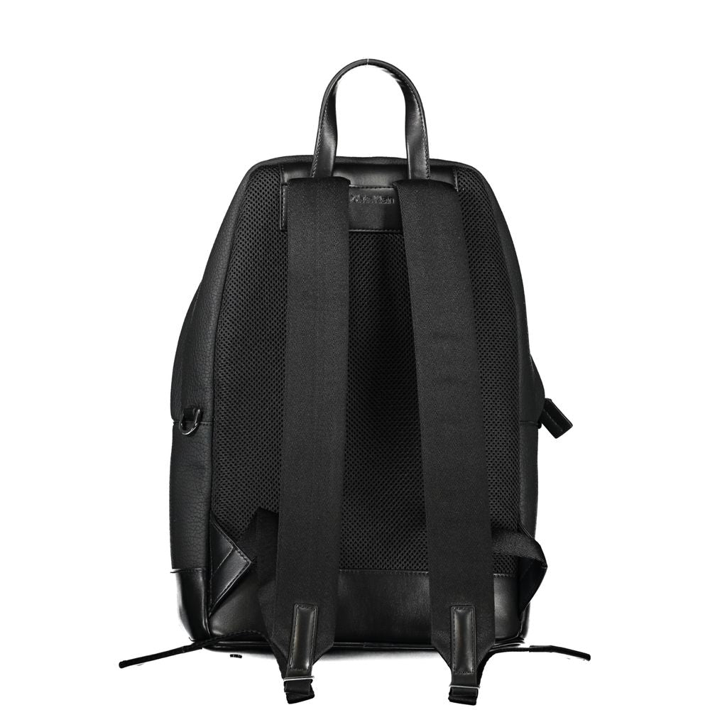 Black Polyester Men Backpack