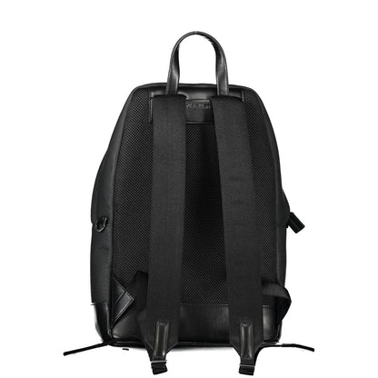 Black Polyester Men Backpack