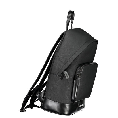 Black Polyester Men Backpack