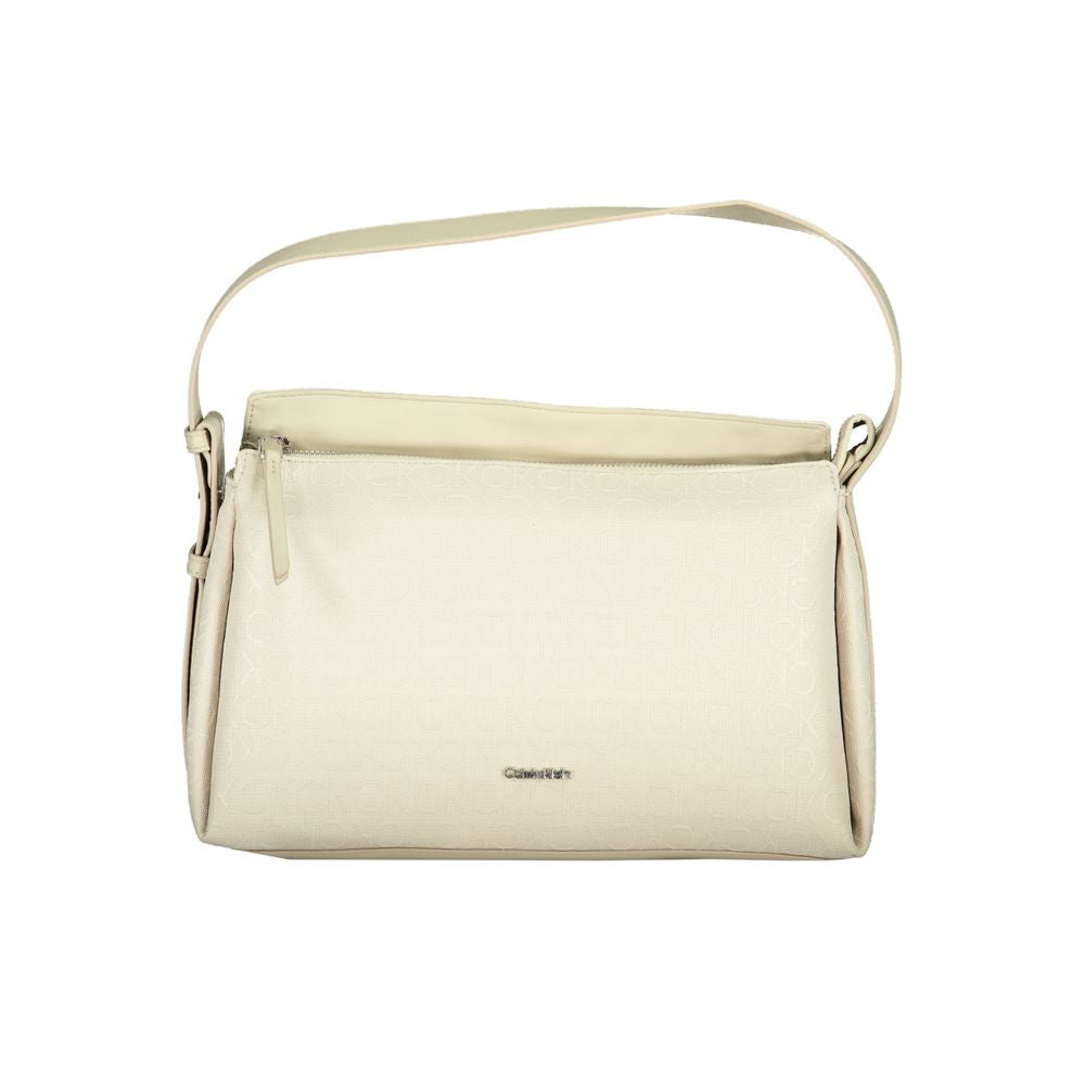 Beige Polyester Women Handbag