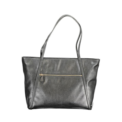 Black Polyurethane Women Handbag