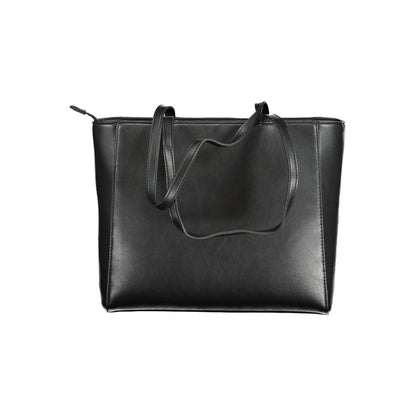 Black Polyurethane Women Shoulder Bag