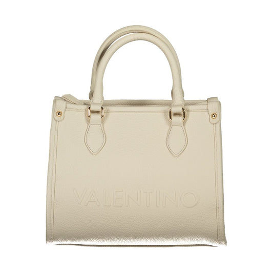 Beige Polyurethane Women Handbag
