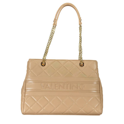 Beige Polyurethane Women Handbag