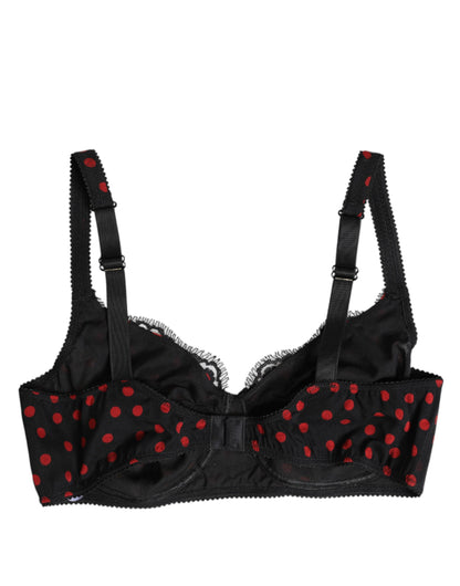 Black Red Polka Dot Underwired Balconette Underwear