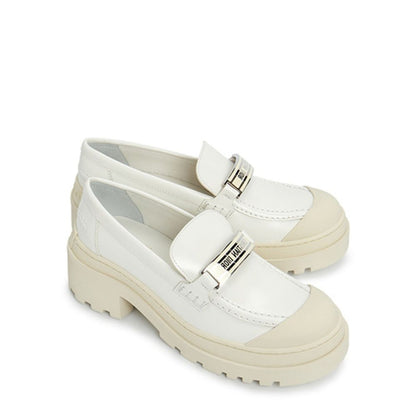 White Calfskin Platform Loafers