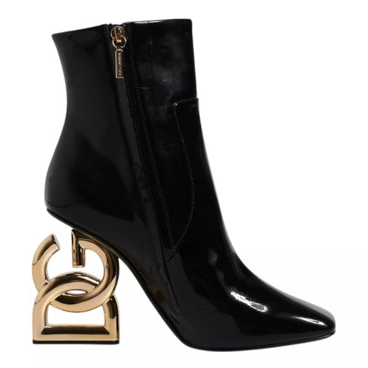 Black Jackie Leather Mid Calf Boots Shoes