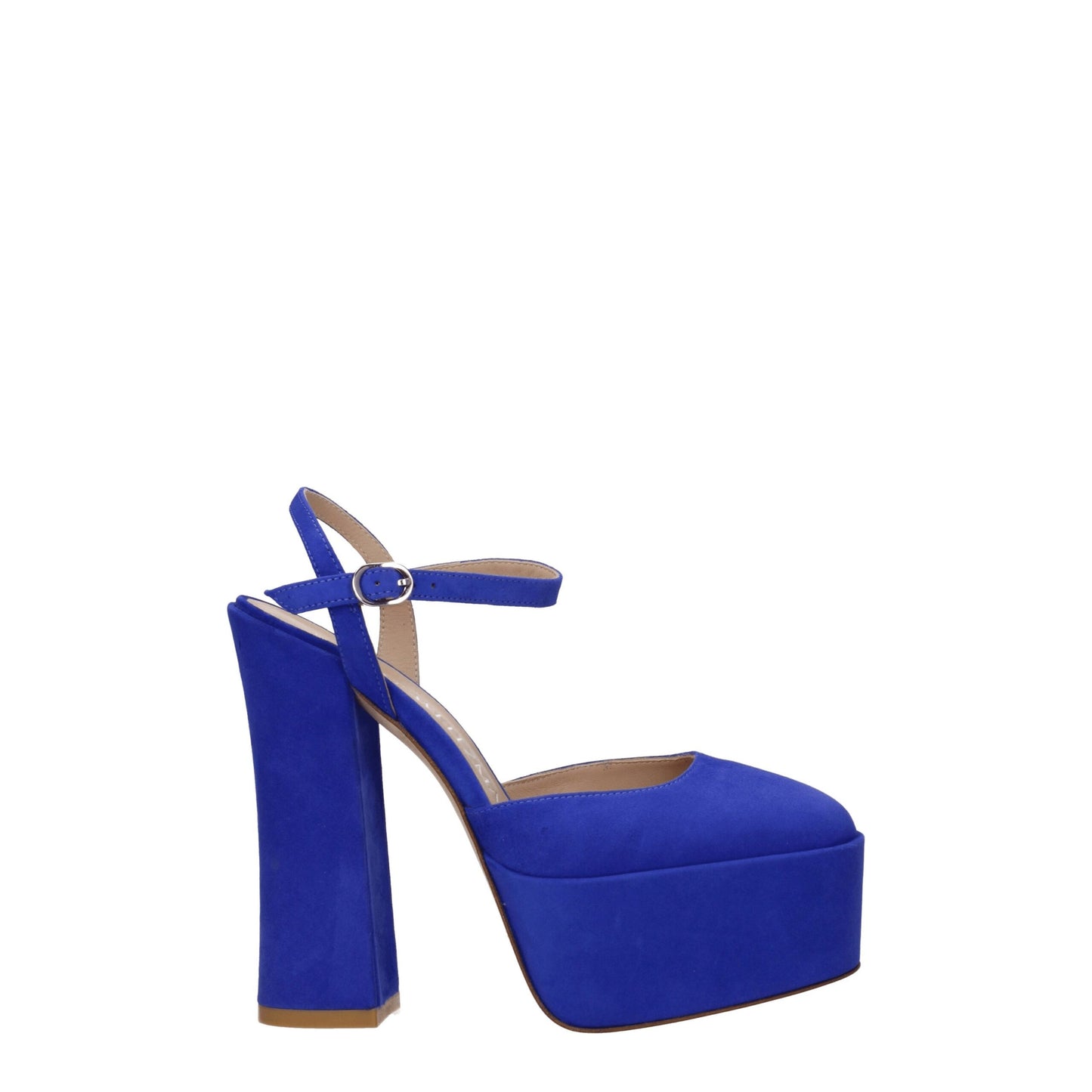 Blue Leather Platform Sandals