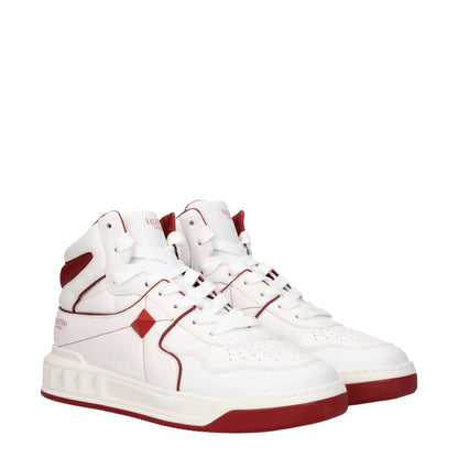White Leather High Top Sneakers