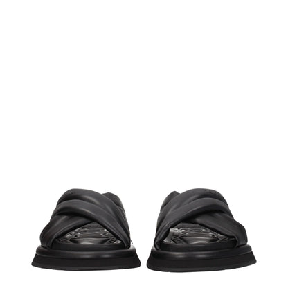 Black Leather Slippers