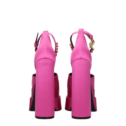 Pink Satin Platform Sandals