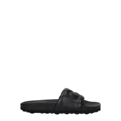 Black Leather Slippers
