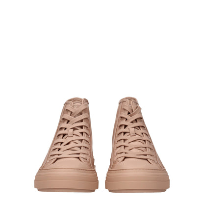 Pink Fabric High Top Sneakers