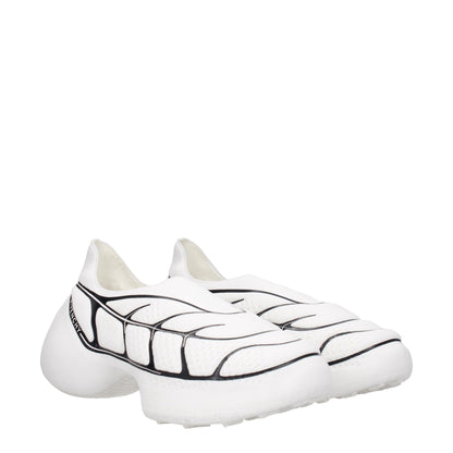 White Fabric Low Top Sneakers