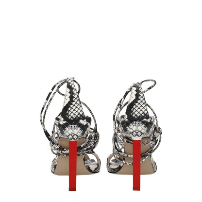 White Leather Stiletto Heel Sandals