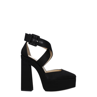 Black Satin Platform Sandals