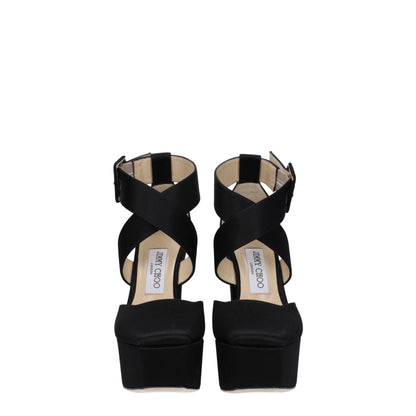 Black Satin Platform Sandals