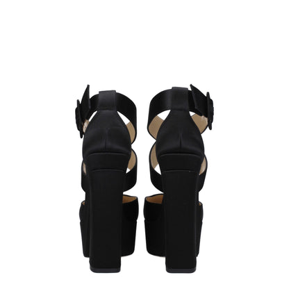 Black Satin Platform Sandals