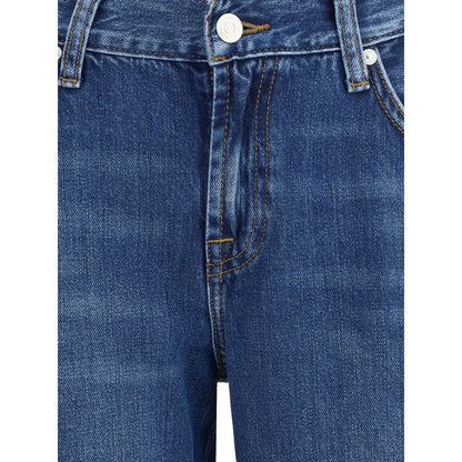 Blue Cotton Flared Jeans