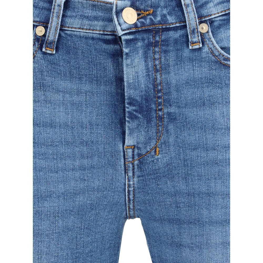 Blue Cotton Flared Jeans