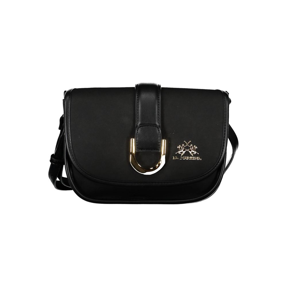 Black Polyurethane Women Shoulder Bag