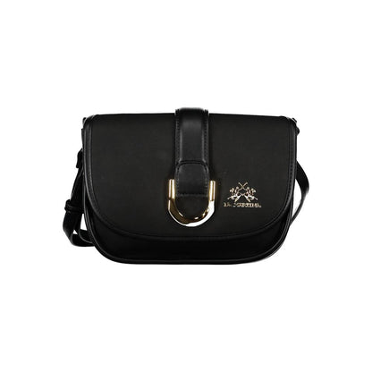 Black Polyurethane Women Shoulder Bag