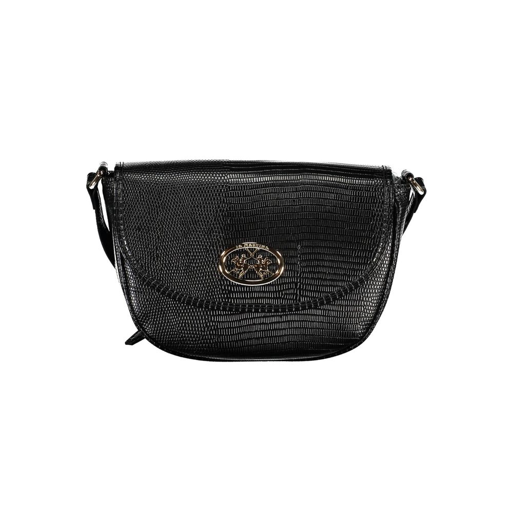 Black Polyurethane Women's Shoulder Bag