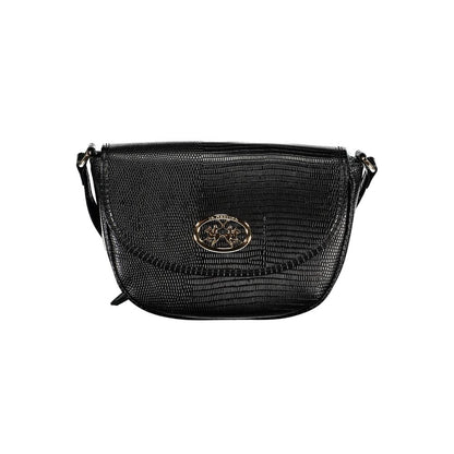 Black Polyurethane Women's Shoulder Bag