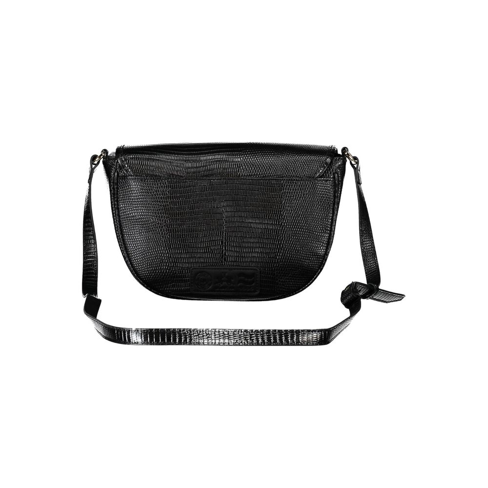 Black Polyurethane Women's Shoulder Bag