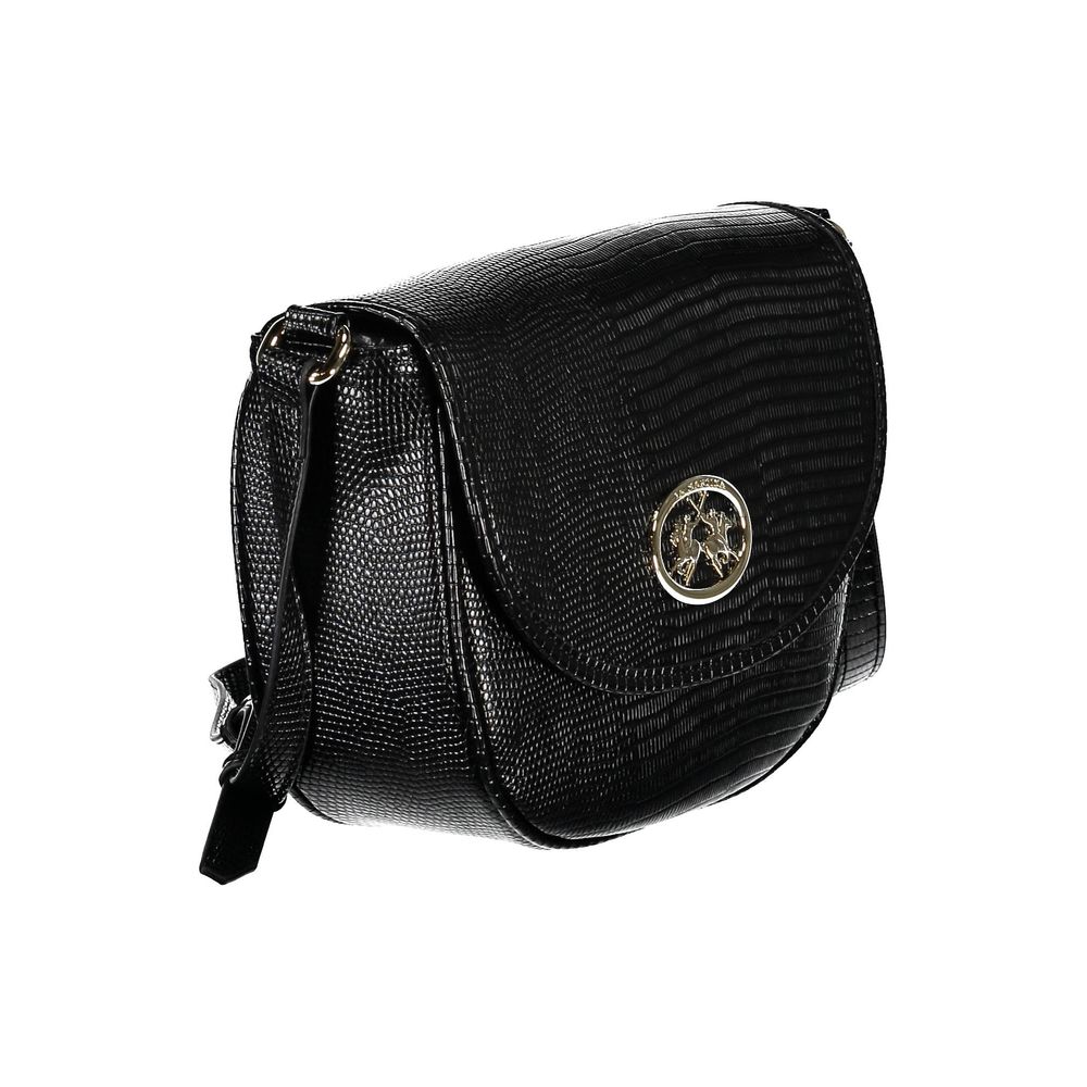 Black Polyurethane Women's Shoulder Bag