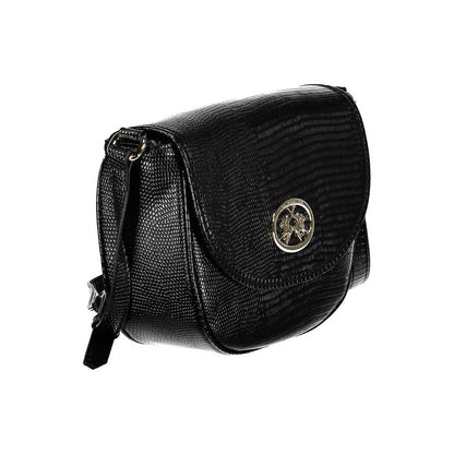 Black Polyurethane Women's Shoulder Bag