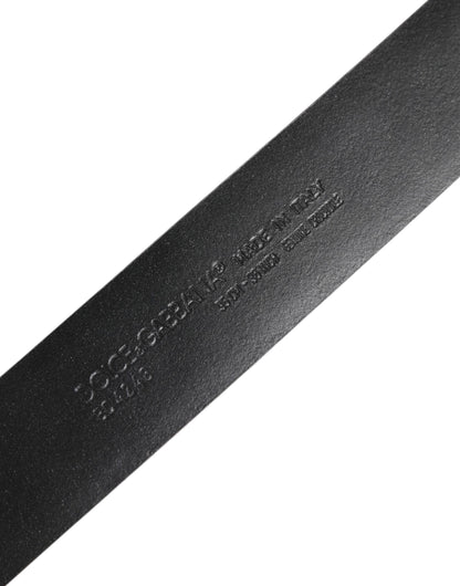 Black Exotic Leather DG Logo Buckle Belt