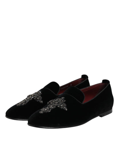 Black Suede Cross Slip On Loafers Dress Shoes