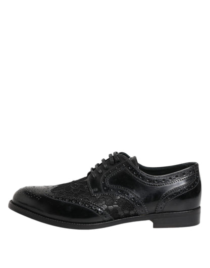 Black Leather Floral Lace Dress Formal  Shoes