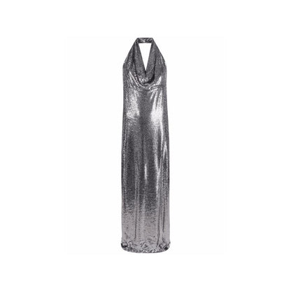 Silver Elastane Cocktail Dress