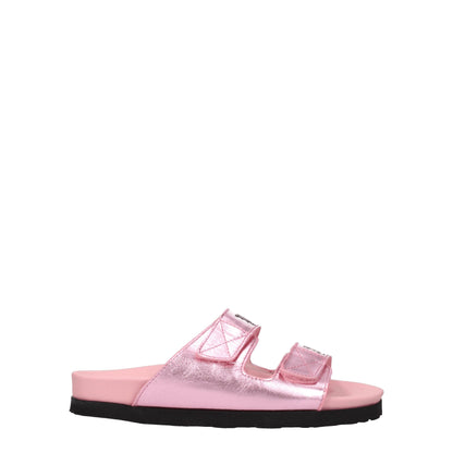 Pink Leather Slippers Sandals